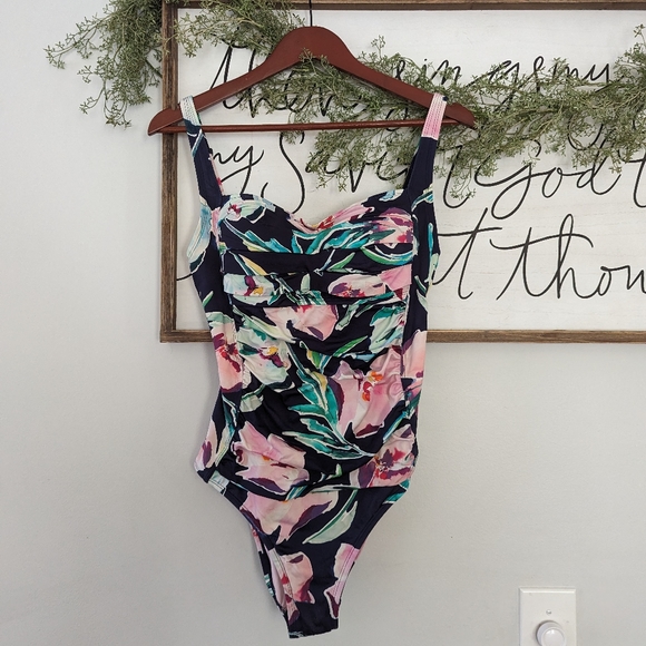 Liz Claiborne One Piece Floral Swimsuit 10 - Picture 1 of 7